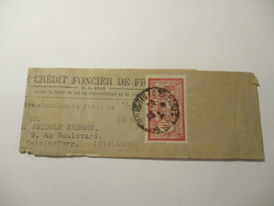 1917 Ranska lehtikääre Ekbergille Hkiin