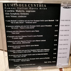 Luminous Cynthia:Famous Italian Opera arias CD - pikkukuva 2