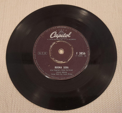 LOUIS PRIMA Buona sera/Pennies from heaven F 3856 1958 Suomi