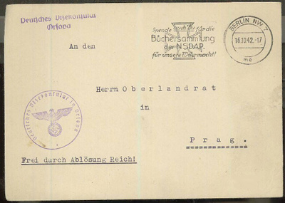Saksa 1942 kenttäpostikirje Prahaan