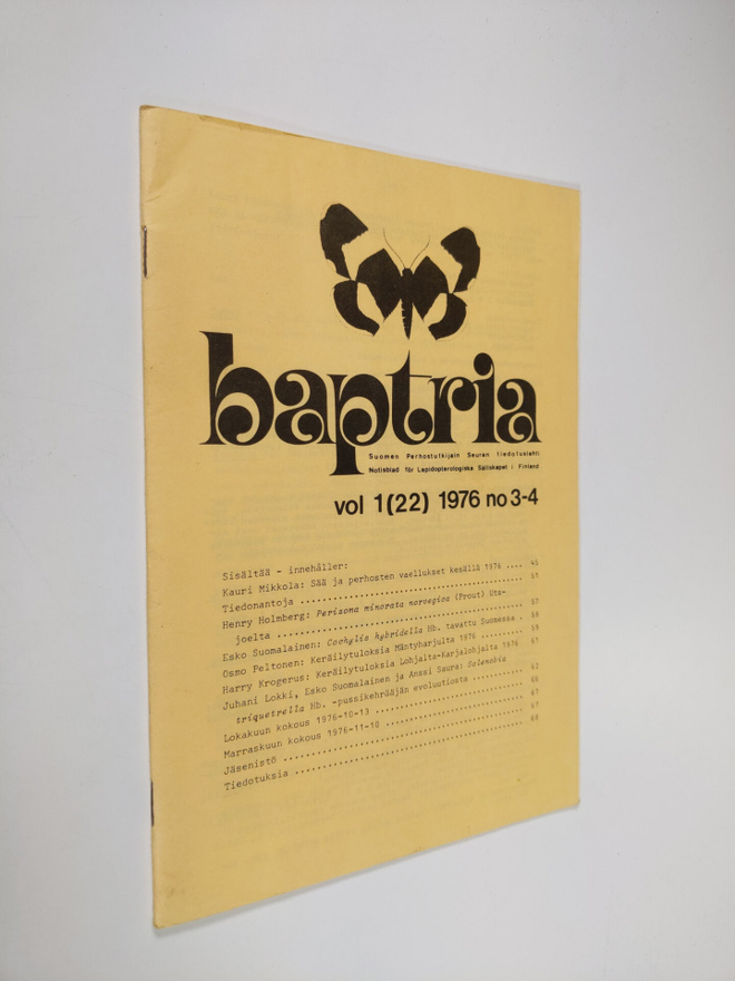 Baptria vol 1 (22) 1976 n:o 3-4 : Suomen perhostutkijain ...