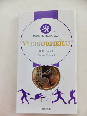 Suomi 5 Euro 2016 Yleisurheilu PROOF Alkup Pakkaus
