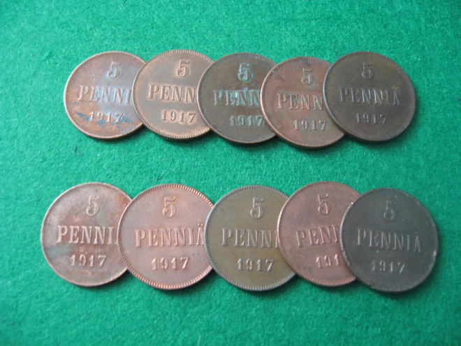 10 kpl 5 penniä - 1917