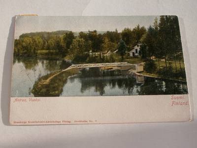 Antrea, Vuoksi, silta ja rantanäkymä, vanha väripk, p. 1906