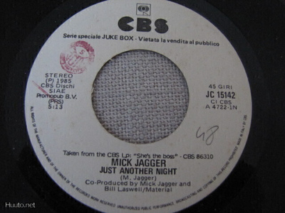 Mick Jagger just another night /Paul Young 7 45 Italia promo