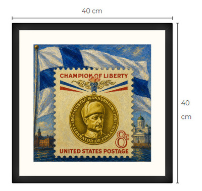 Uusi Mannerheim art print kehystetty 40 cm x 40 cm
