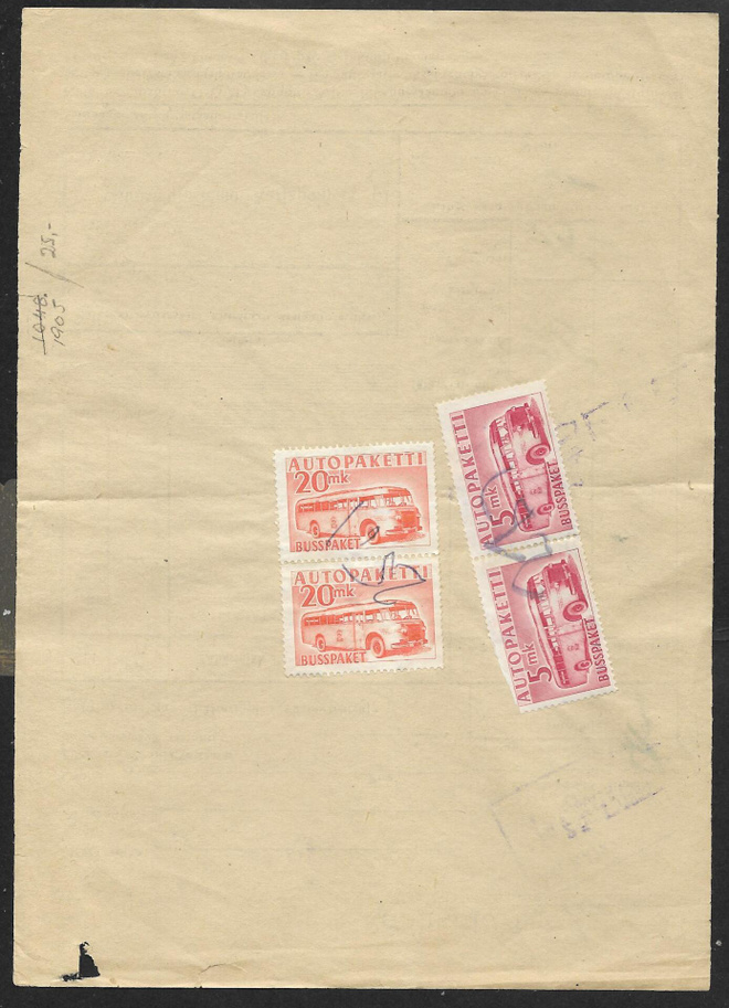 Rahtikirja - Autopaketti 1955 (LAPE 2xAP6 ; 2xAP7) kynämität