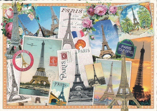 Pariisi monta Eiffel-tornia (Tausendschön-kortti)