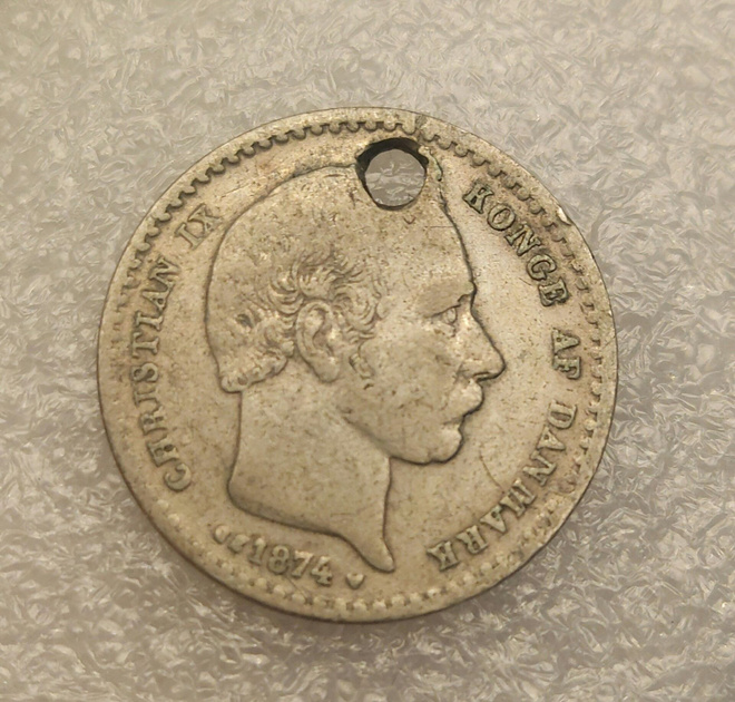 Hopea Tanskan 25 (øre) - vuodelta 1874 (Christian IX)