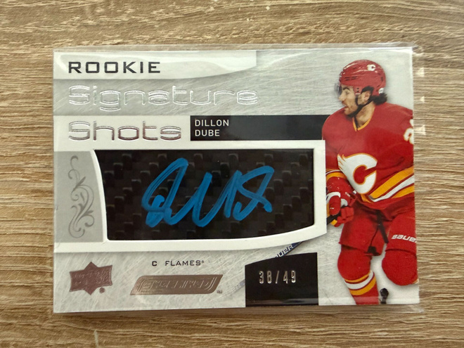 2018-19 Upper Deck Engrained Signature Shots Dillon Dube /49