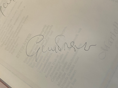 Guy Forget nimikirjoitus paperilla
