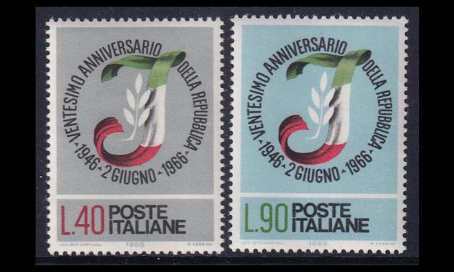 Italia 1211-2 ** Tasavalta 20v (1966)