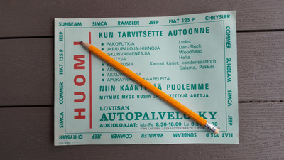Loviisan Autopalvelu Ky esite 1975
