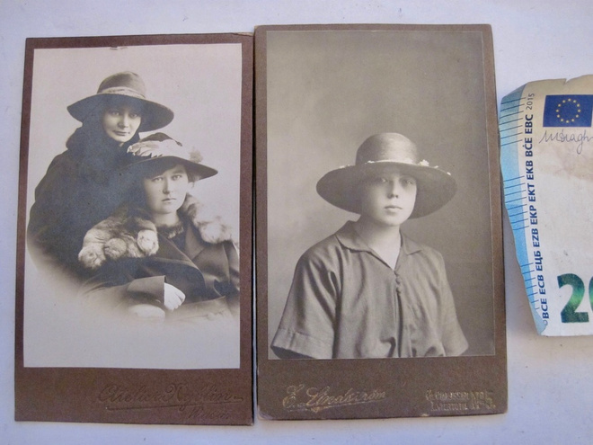 2 VANHAA CDV Valokuvaa Tytöt UPEAT Hatut 1900-l Vaasa H:ki