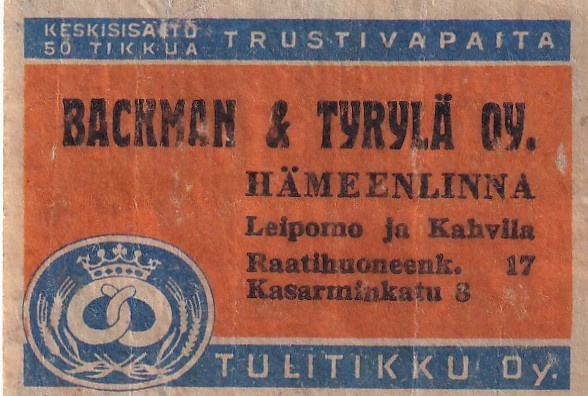 Hämeenlinna, Backman & Tyrylä Oy.    s4/3