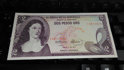 Colombia Kolumbia 2 Pesos 1977 UNC