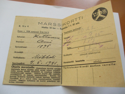1941 Mikkeli marssikortti