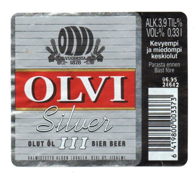 Olvi Oy Isalmi SILVER III Olut Etiketti