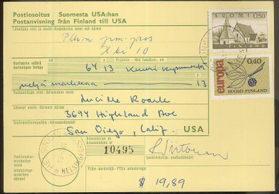 1966 postiosoitus USAhan
