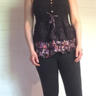 Desigual musta/ violetti frilla toppi S - pikkukuva 1
