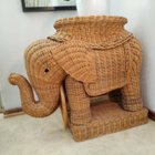 Upea vintage rottinkinen norsupöytä/jalusta.1960-luku - pikkukuva 1