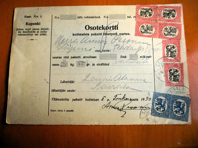 1920 Sairala osoitekortti