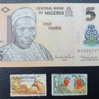 Polymeeriseteli Nigeria 5 NAIRA UNC + 2 postimerkkiä - pikkukuva 1
