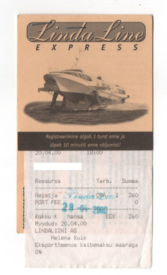 Linda Line matkalippu, 2001/04 #443