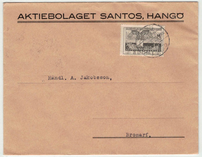 1935 Kalevala 2 mk kirje - AKTIEBOLAGET SANTOS, HANGÖ