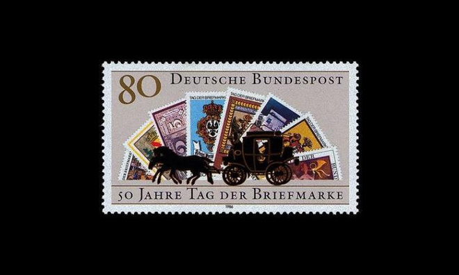 Saksa 1300 ** Postimerkin päivä 50v (1986)