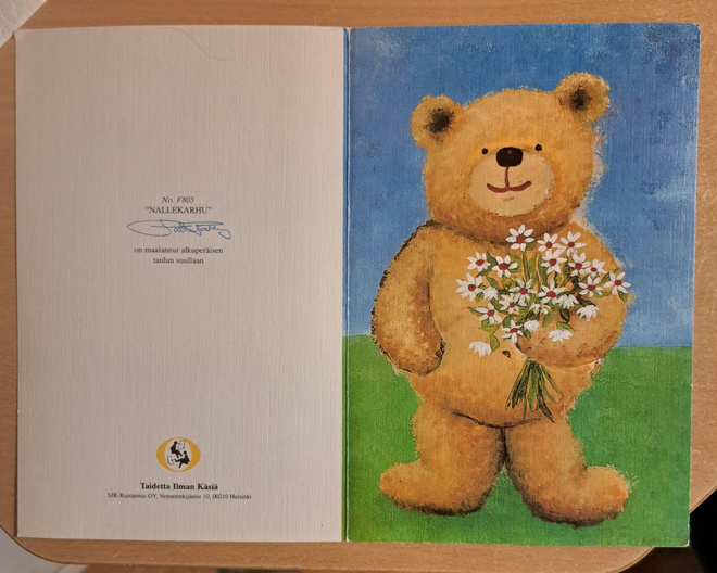 Nallekarhu, TIK, kulkenut käsipostissa, taittokortti