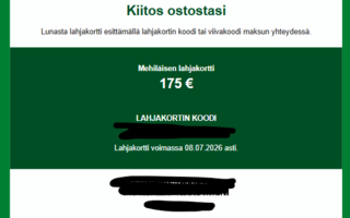 Mehiläisen lahjakortti 175€ - käy kaikissa toimipisteissä!