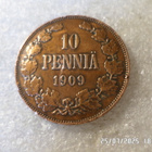 10  penniä   1909 kulkematon  hieman patinoitunut,kl 9 - pikkukuva 1
