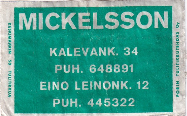 Mickelsson . Kalevank 34, Eino Leinonk. 12    6/11
