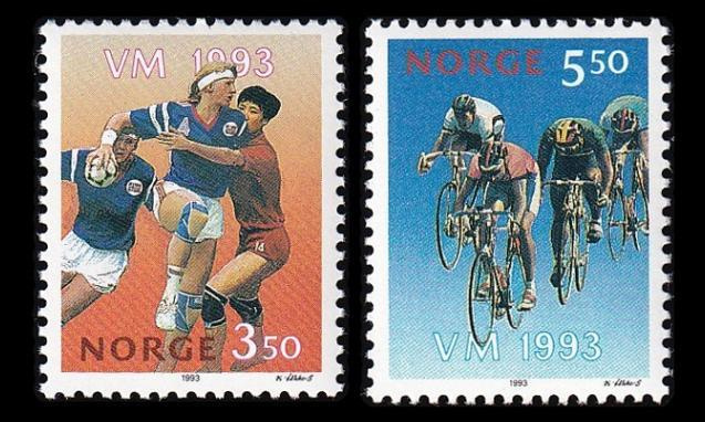 Norja 1129-30 ** Urheilun MM-kilpailuja pyöräily (1993)