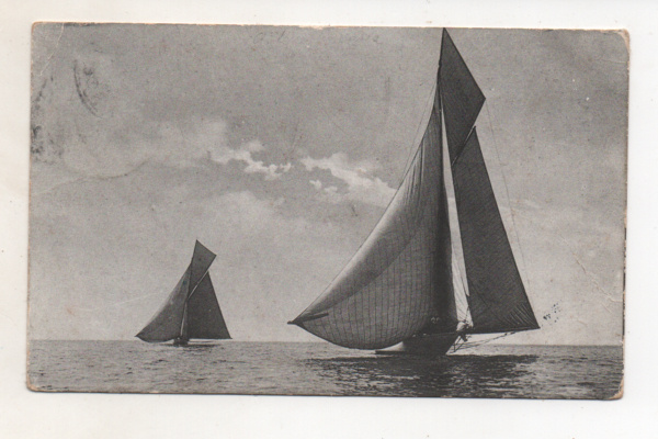 Purjeveneet  1908 kulkenut kortti