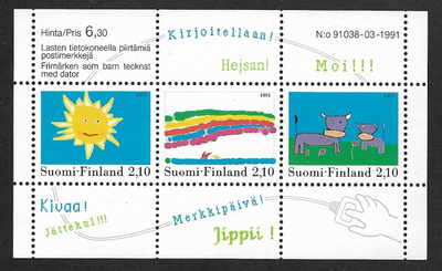 Lasten piirustuksia 1991 (LAPE 1145-1147 ; BL7) ** blokki