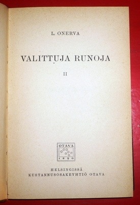 L. Onerva : Valittuja runoja II   1927 1.p.