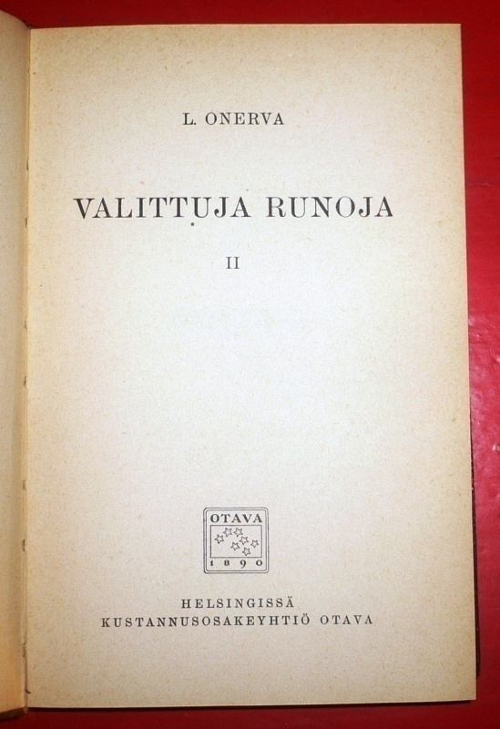 L. Onerva : Valittuja runoja II   1927 1.p.