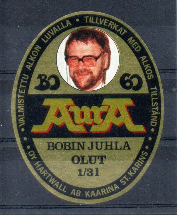 Auran panimon Bobin juhlaolut etiketti + kaulaetiketti