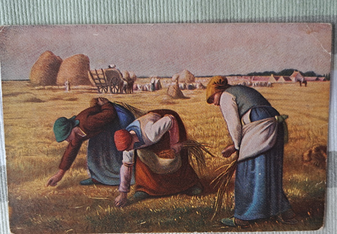 elonkorjuu-taidekorti, kulkenut 1953