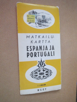 Vintage Matkailukartta Espanja ja Portugali