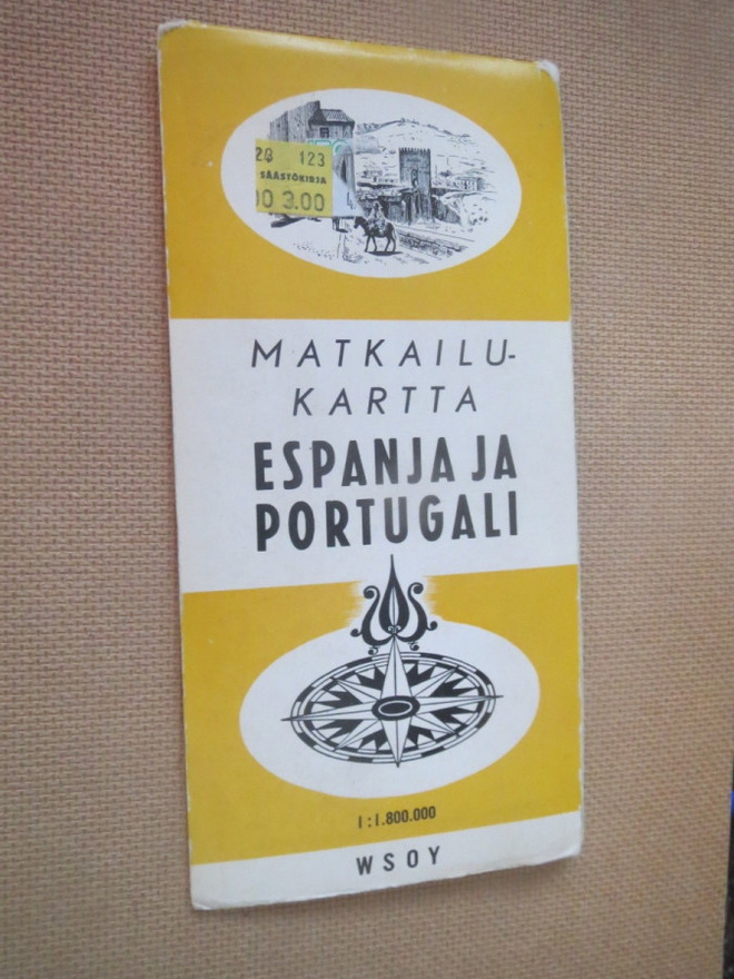 Vintage Matkailukartta Espanja ja Portugali
