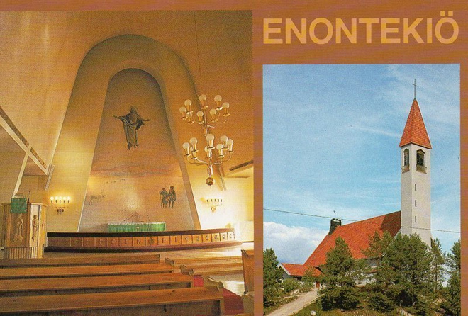 Enontekiön kirkko ja alttaritaulu
