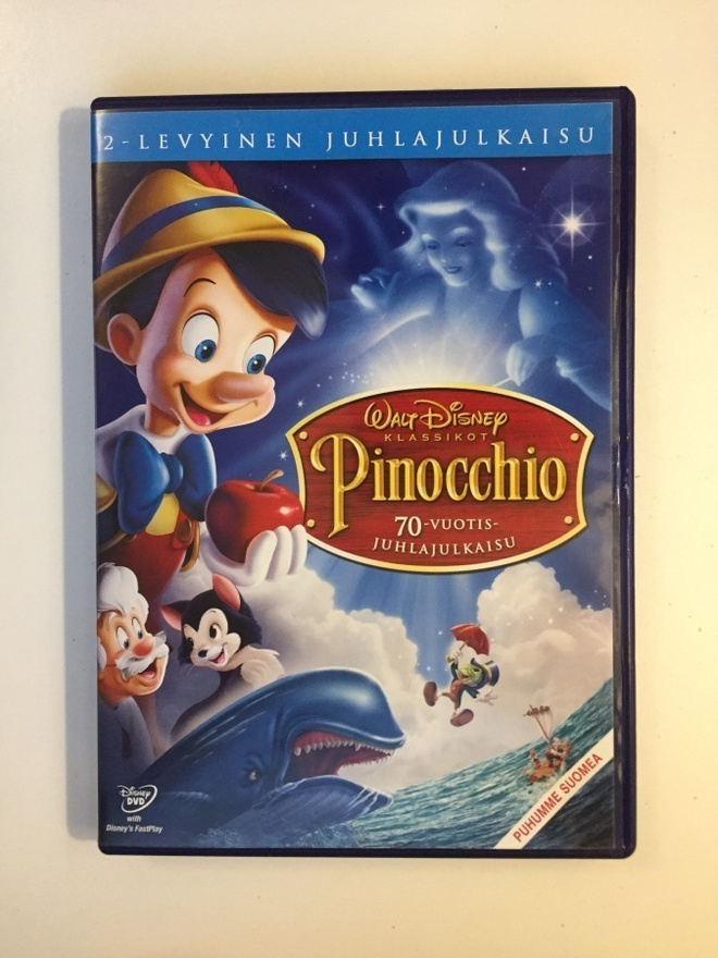 Pinocchio (1940) Disney Klassikko 2 (DVD) Puhuttu Suomeksi