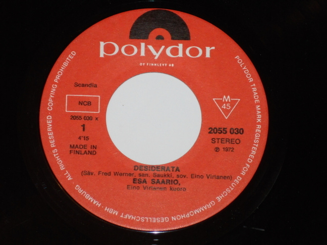 7" ESA SAARIO - Desiderata - single 1972  EX-