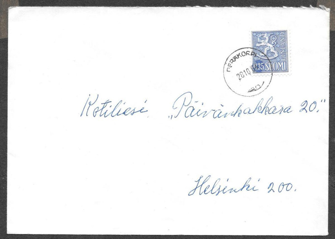 Postilähetys - Yl.m. 0,35 (LAPE 613) Peräkorpi 28.10.64