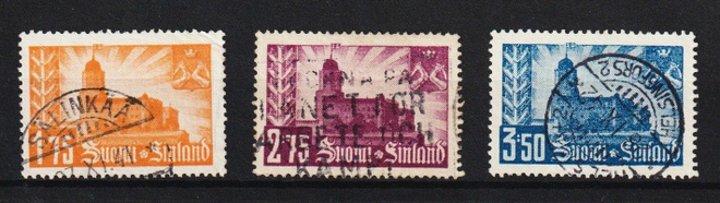 1941 Viipurin jälleenvaltauksen merkkisarja leimattuna