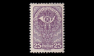 Itävalta 266x ** Käyttösarja 25 H postitorvi (1919)