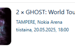 2kpl lippuja GHOST: World Tour 2025